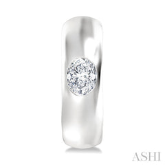 1/3 Ctw Bezel Set Oval Cut Diamond Fashion Huggie Earrings in 14K White Gold