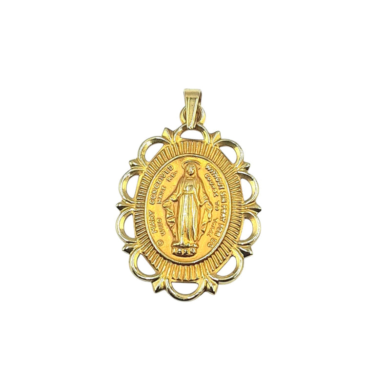 14kt Yellow Gold Miraculous Medal Charm 