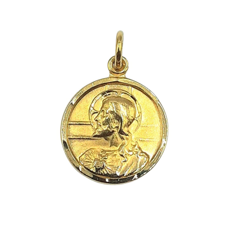 14kt Yellow Gold Round Jesus Disc Charm 
