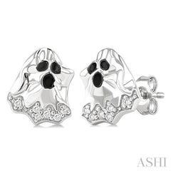 1/20 Ctw Petite Ghost Single Cut Diamond Fashion Earrings in 10K White Gold