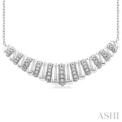 1/10 Ctw Ribbed Dome Shape Single Cut Diamond Bold Fashion Pendant With Chain in Sterling Silver