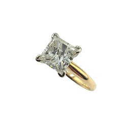 APPRAISED $5400 - 14kt Yellow Gold Band with 1 Princess Cut Diamond - EST. - 2.06ct 