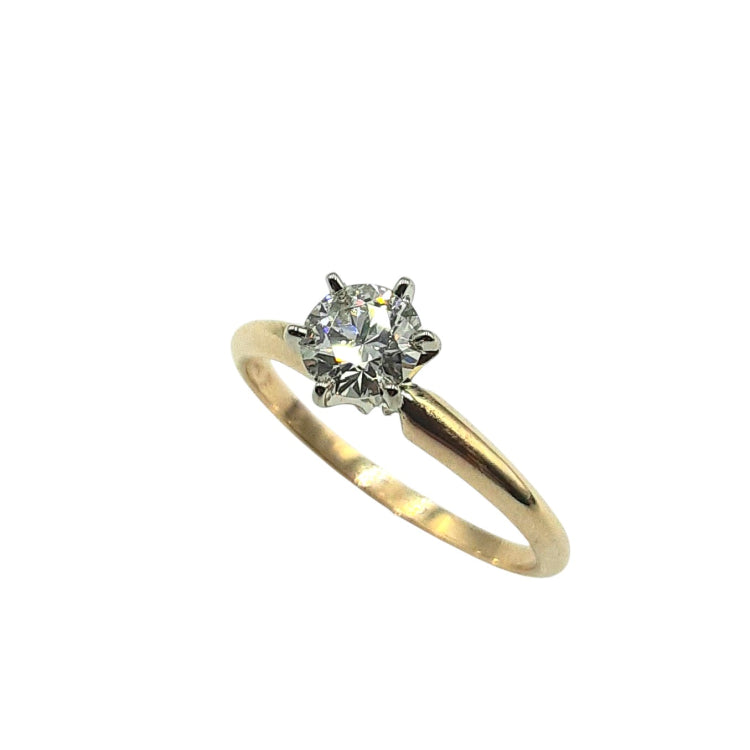 APPRAISED $1200 - 14kt Yellow Gold Band with 1 Round Brilliant Diamond Center - T. - .44ct 