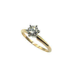 APPRAISED $1200 - 14kt Yellow Gold Band with 1 Round Brilliant Diamond Center - T. - .44ct 