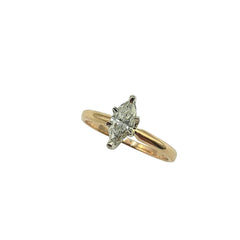 APPRAISED $1400 - 14kt Yellow Gold Band with a Marquise Diamond Center - T. - .58ct 