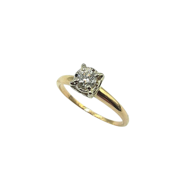 APPRAISED $700 - 14kt Yellow Gold Band with 1 Round Brilliant Diamond Center - EST. - .23ct 