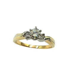 APPRAISED $1400 - 14kt Two-Toned Band with 2 Round Brilliant Diamonds - T. - .06ct with 1 Round Brilliant Diamond Center - T. - .33ct 