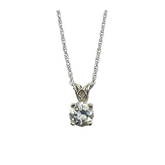 APPRAISED $1900 - 14kt White Gold 4 Prong Pendant with 1 Round Brilliant Diamond - T. - .60ct
