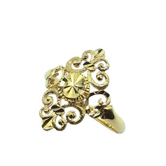 APPRAISED $450 - 14kt Yellow Gold Diagonal Cut Filigree Scroll Ring 