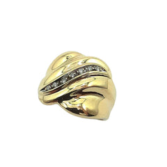 APPRAISED $525 - 10kt Yellow Gold Diamond Wave Ring with 7 Round Brilliant Diamonds - T. - .07ct