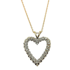 APPRAISED $775 - 14kt Yellow Gold Heart Pendant with 24 Round Brilliant Diamonds - T. - .24ct 