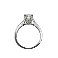 APPRAISED $3000 - 14kt White Gold Band with 18 Round Brilliant Diamonds - T. - .16ct and 1 Princess Cut Diamond Center - EST. - .80ct 