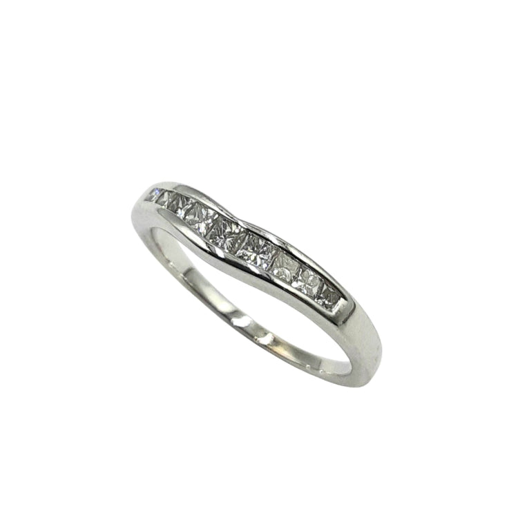 APPRAISED $1000 - 14kt White Gold Channel Band with 9 Princess Diamonds - T. - .50ct 