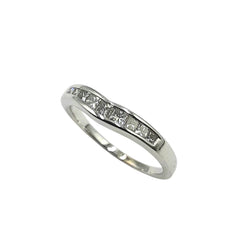 APPRAISED $1000 - 14kt White Gold Channel Band with 9 Princess Diamonds - T. - .50ct 