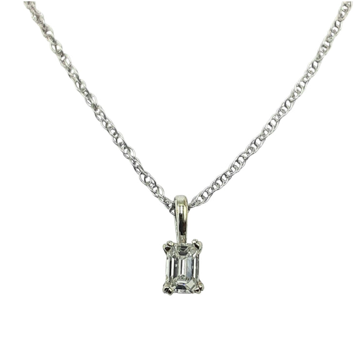 APPRAISED $525 - 14kt Yellow Gold Pendant with 1 Emerald Cut Diamond - T. - 21ct with a 10kt Chain 