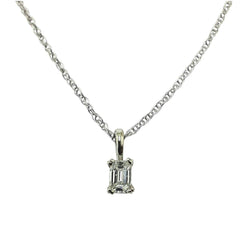 APPRAISED $525 - 14kt Yellow Gold Pendant with 1 Emerald Cut Diamond - T. - 21ct with a 10kt Chain 