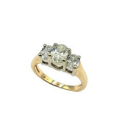 APPRAISED $2200 - 14kt Yellow Gold Band with 2 Oval-Shaped Diamonds - T. - .50ct and 1 Oval-Shaped Diamond Center - EST. - .50ct 