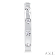 1/6 Ctw Flush Bezel Set Diamond Fashion Hoop Earring in 10K White Gold
