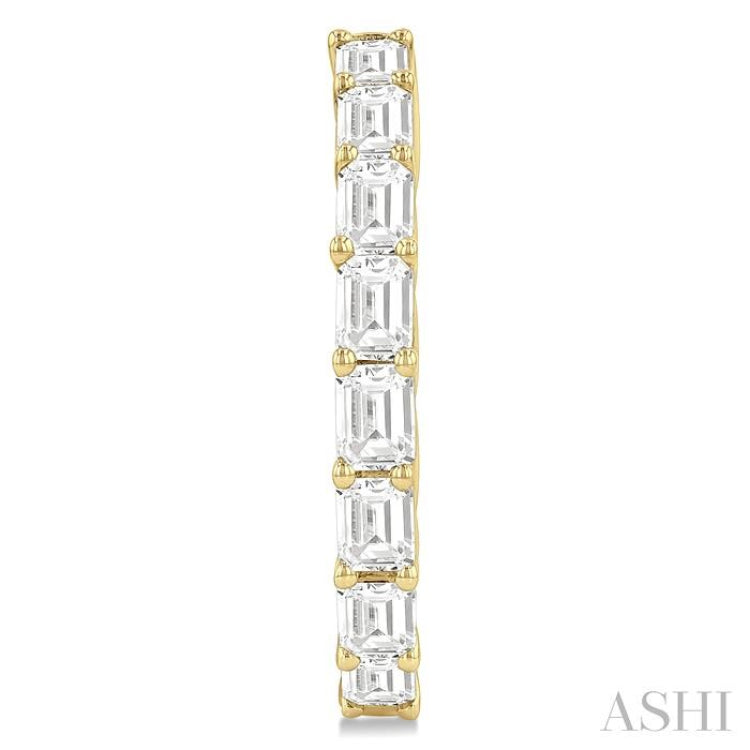 1 7/8 Ctw North-South Emerald Cut Diamond Fashion Hoop Earring in 14K Yellow Gold