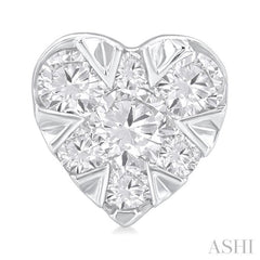 1/6 Ctw Lovebright Petite Heart Shape Round Cut Diamond Fashion Stud Earring in 10K White Gold
