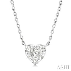 1/10 Ctw Lovebright Petite Heart Shape Round Cut Diamond Fashion Pendant With Chain in 10K Yellow and White Gold