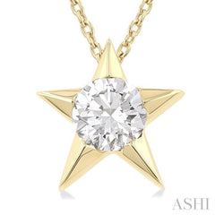 1/2 Ctw Star Round Cut Diamond Fashion Pendant With Chain in 14K Yellow Gold