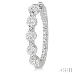 1 Ctw Circular Five Mount Lovebright Round Cut Diamond Hoop Earrings in 14K White Gold