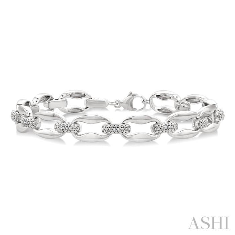 1/10 Ctw Oval Shape D-Link Single Cut Diamond Bracelet in Sterling Silver