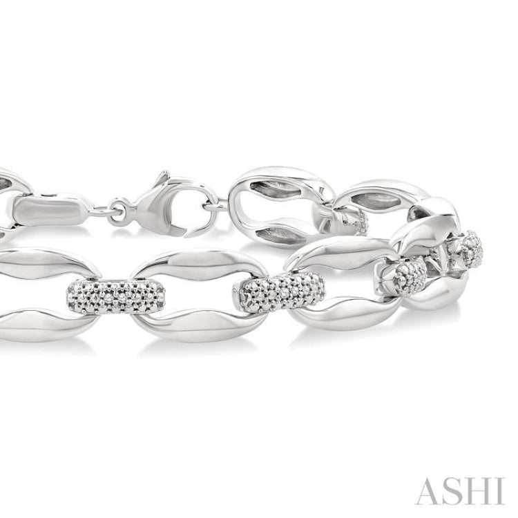 1/10 Ctw Oval Shape D-Link Single Cut Diamond Bracelet in Sterling Silver