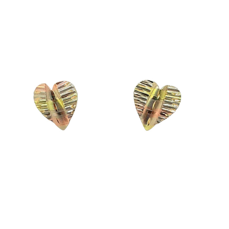 APPRAISED $75 - 14kt Tri-Gold Heart Earrings 
