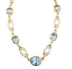 APPRAISED $4500- 14KT Yellow Gold Necklace with Aquamarine