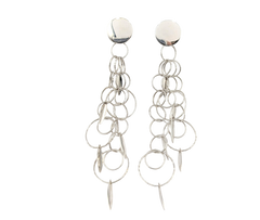 APPRAISED $2000- 14KT White Gold Circle Dangle Style Earrings