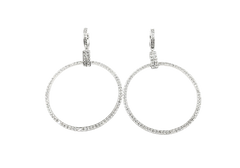 APPRAISED $3500- 14KT White Gold Circle Dangle Earrings with Single Cut Diamonds