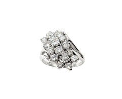 APPRAISED $3500- 14KT White Gold Bypass Ring with Round Brilliant Diamonds in a Cluster Design
