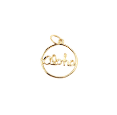 14KT Yellow Gold "Aloha" Circle Charm