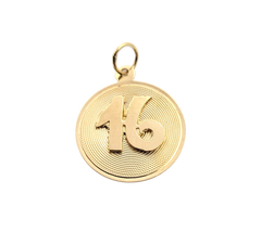 14KT Yellow Gold "16" Disc Charm