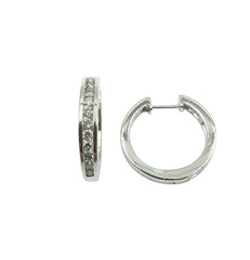 APPRAISED $1500 - 14kt White Gold Diamond .44ctw Channel Set Huggie Style Hoops