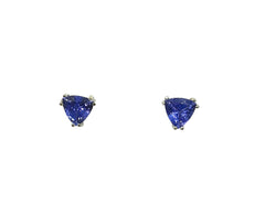 APPRAISED $1000- 14KT White Gold Studs with 2 Trillion Cut Tanzanite (7MM)