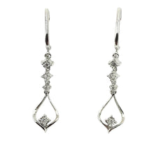 APPRAISED $500- 10KT White Gold Diamond Dangle Style Earrings