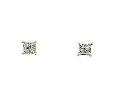 APPRAISED $700- 10KT White Gold Princess Cut Diamond Studs