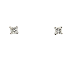 APPRAISED $650- 14KT White Gold Princess Cut Diamond Studs