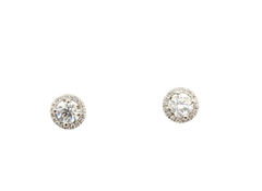 APPRAISED $1600- 14KT White Gold Diamond Halo Studs
