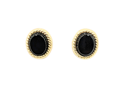 APPRAISED $200- 14KT Yellow Gold Oval Onyx Earrings