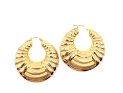 APPRAISED $2000- 14KT Yellow Gold Ribbed Hoops with a Satin Finish