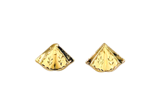 APPRAISED $150- 14KT Yellow Gold Satin Finish Fan Design Earrings