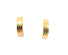 APPRAISED $225- 14KT Yellow Gold Curved Diamond Cut Earrings