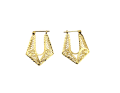 APPRAISED $625- 14KT Yellow Gold Filigree Geometric Hoop