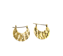 APPRAISED $400- 14KT Yellow Gold Hammered Half Moon Earrings