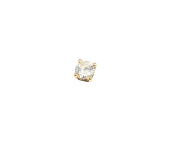 APPRAISED $250- 14KT Yellow Gold Round Brilliant Diamond Stud