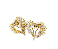 APPRAISED $4600- 14KT Yellow Gold Cluster Heart Earrings with Round Brilliant Diamonds